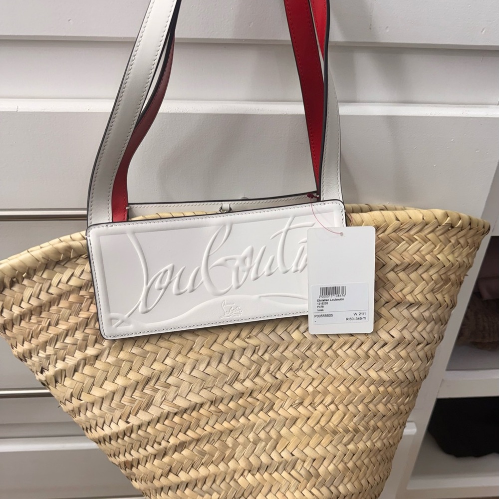 Christian Louboutin basket weave with white leather  authentic